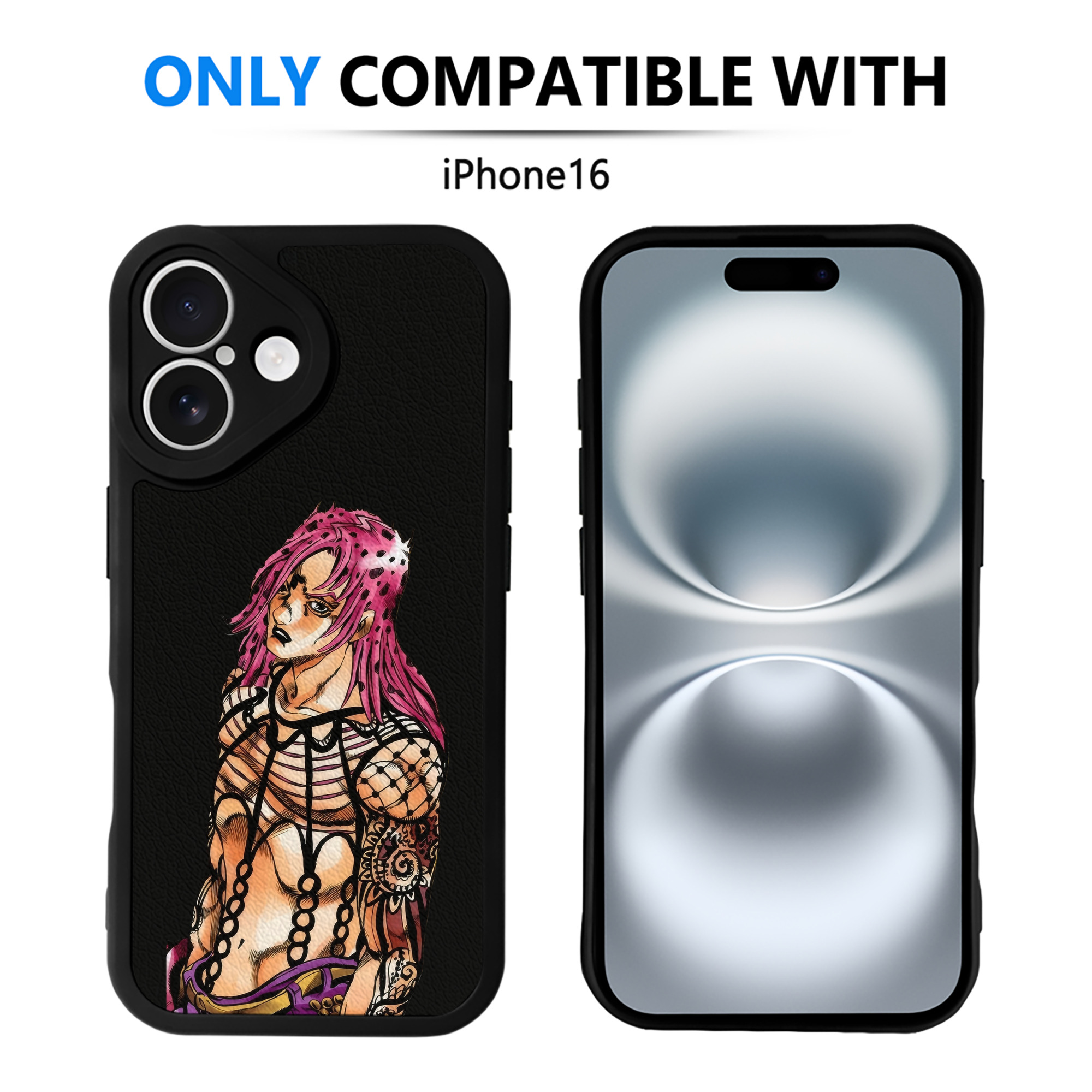（画像用） ジョジョの奇妙な冒険 ビネガー?ドッピオ JoJo's Bizarre Adventure Vinegar Doppio 【iPhone 16シリーズ対応】シリコンスマホケース（レザー調） 材質：シリコン